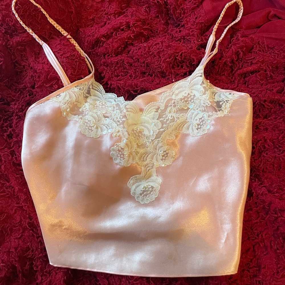 pink satin vintage lingerie top